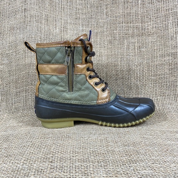 Tommy Hilfiger Boot Duck Top Sider Waterproof Green Brown Women's Size 6 - Picture 4 of 8
